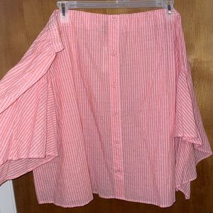 Lane Bryant Off the Shoulder Seersucker Top